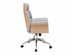 Sale Miliboo Sillón de escritorio en tejido y madera clara ELON Gris