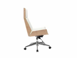 Discount Miliboo Sillón de escritorio moderno madera clara y blanca CURVED Blanco