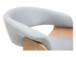 Miliboo Sillón de escritorio moderno tejido y madera clara OKTAV