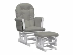 vidaxl Sillón de lactancia con taburete tela claro Gris