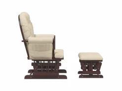 vidaxl Sillón de lactancia con taburete tela blanco