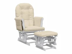 New Sillón de lactancia con taburete tela blanco Sillón Balancín