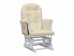 New Sillón de lactancia con taburete tela blanco Sillón Balancín