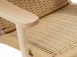Hot Les Tendances Sillón de madera clara con cuerda natural Petunia Beige