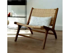 Hot Sillón de madera de teca y ratán natural - Kilka Sillón De Mimbre