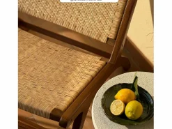 Hot Sillón de madera de teca y ratán natural - Kilka Sillón De Mimbre