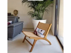 Hot Sillón de madera de teca y ratán natural - Kilka Sillón De Mimbre