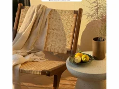 Hot Sillón de madera de teca y ratán natural - Kilka Sillón De Mimbre