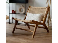 Hot Rendez-Vous Déco Sillón de madera de teca y ratán natural - Kilka Marru00f3n