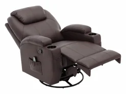 Vente-unique Sillón de masaje de piel sintética - Marrón - SILVANO - golpeteos y vibraciones