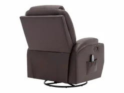 Vente-unique Sillón de masaje de piel sintética - Marrón - SILVANO - golpeteos y vibraciones