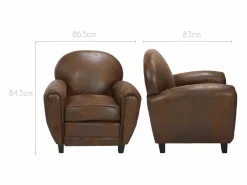Rendez-Vous Déco Sillón de microfibra marrón antiguo - Club