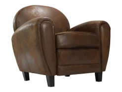 Rendez-Vous Déco Sillón de microfibra marrón antiguo - Club