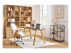 Sale Miliboo Sillón de oficina de dirección de diseño , madera oscura y metal MUSK Negro