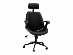 Sale Miliboo Sillón de oficina de dirección de diseño , madera oscura y metal MUSK Negro