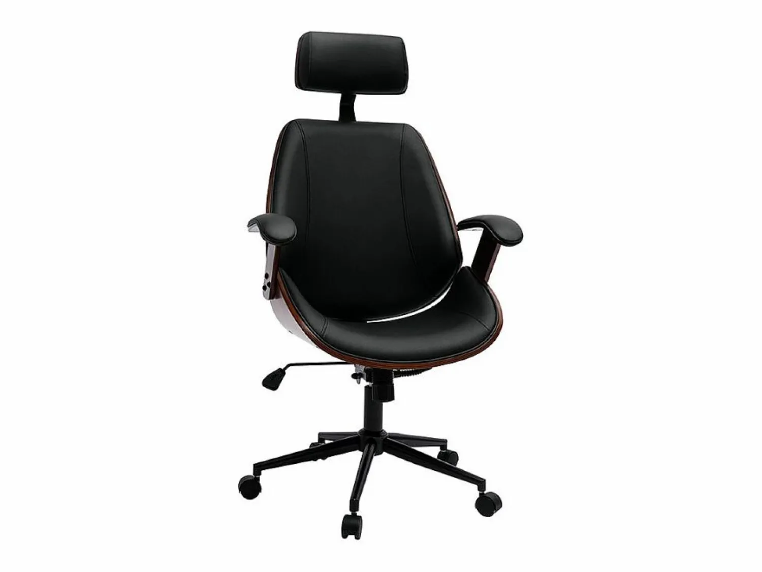 Sale Miliboo Sillón de oficina de dirección de diseño , madera oscura y metal MUSK Negro