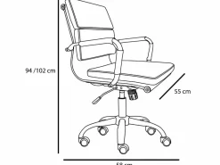 VS Venta-stock Sillón de Oficina Fenix reclinable , Piel sintética, Altura Ajustable