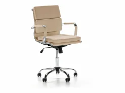 Hot Sillón de Oficina Fenix reclinable Taupe, Piel sintética, Altura Ajustable Silla De Oficina