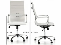 VS Venta-stock Sillón de Oficina Londres reclinable , Piel sintética, Altura Ajustable