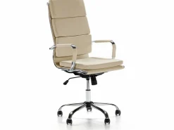 VS Venta-stock Sillón de Oficina Morgan reclinable Taupe, Piel sintética, Altura Ajustable