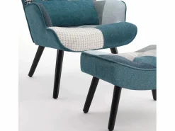 Discount Sillón de orejas, sillón de relajación, sillón, sillón de orejas de patchwork con taburete, sillón de lectura Sillón De Piel