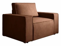 Vente-unique Sillón de pana oscuro AMELIA
