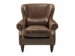 Online LINEA SOFA Sillón de piel de becerro en color marrón EDOUARD Marru00f3n chocolate