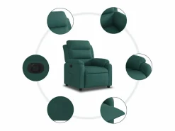 Outlet Sillón de relax | Silla | Sillón reclinable eléctrico tela verde oscuro SHL4714 Verde pino