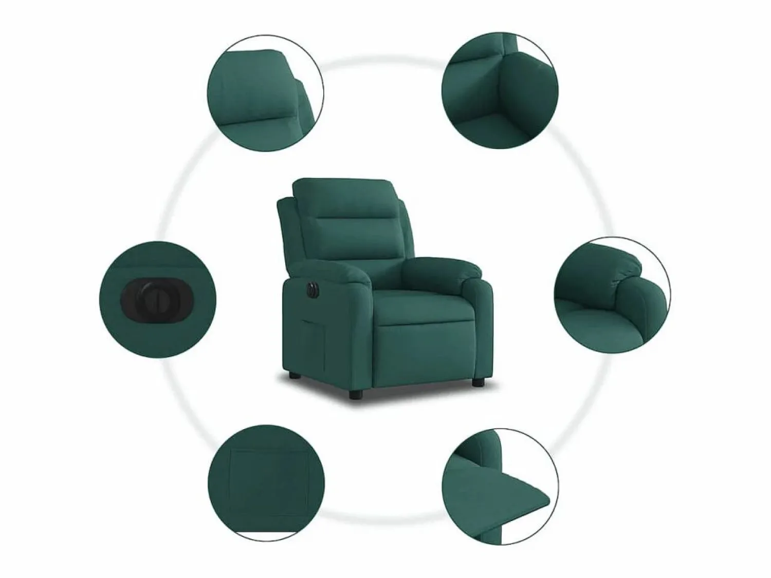 Outlet Sillón de relax | Silla | Sillón reclinable eléctrico tela verde oscuro SHL4714 Verde pino