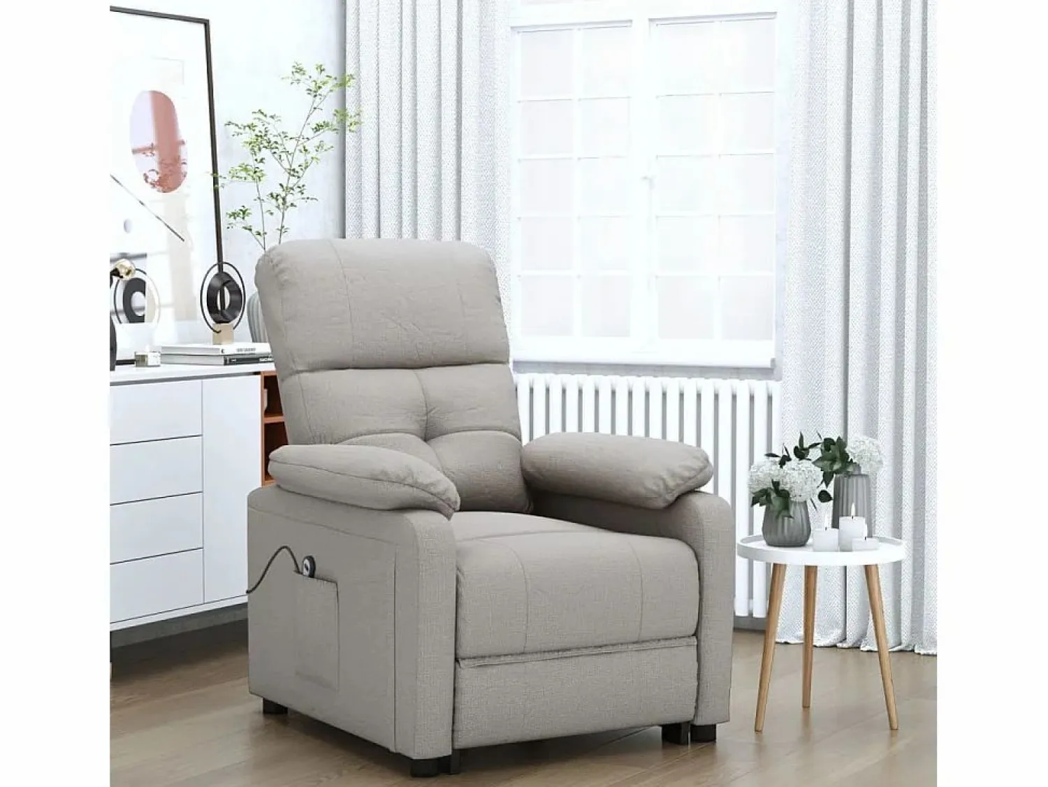 Hot Sillón de relax | Silla | Sillón reclinable eléctrico tela gris taupé SHL2578 Topo