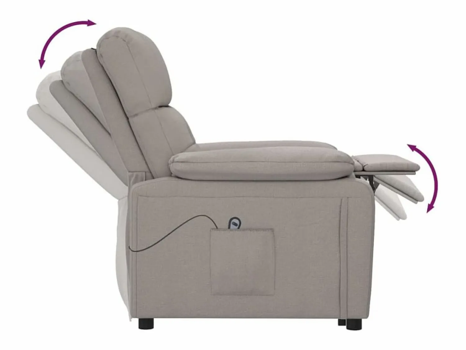 Hot Sillón de relax | Silla | Sillón reclinable eléctrico tela gris taupé SHL2578 Topo