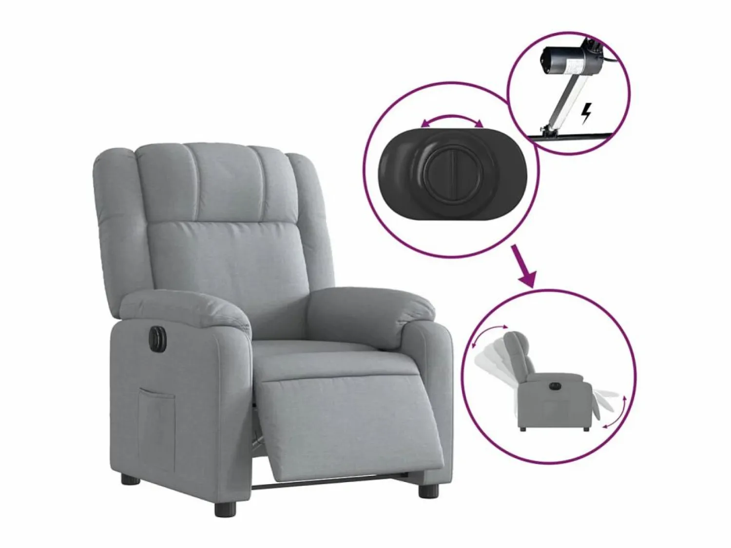 Sillón de relax | Silla | Sillón reclinable eléctrico tela claro SHL4075