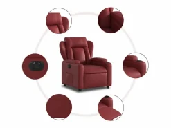 Hot Sillón de relax | Silla | Sillón reclinable eléctrico de cuero sintético tinto SHL2159 Sillón Relax