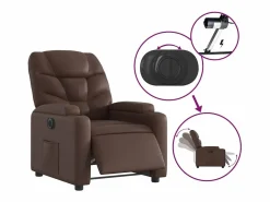 Discount Sillón de relax | Silla | Sillón reclinable eléctrico de cuero sintético marrón SHL2013 Marru00f3n