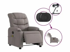Sillón de relax | Sillón reclinable de masaje eléctrico tela gris taupe SHL4423