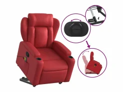Clearance Sillón de relax | Sillón reclinable de masaje de pie cuero artificial SHL3533 Rojo