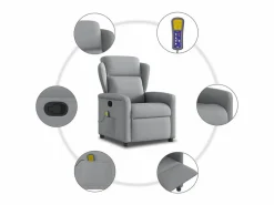 Sillón de relax | Sillón reclinable de masaje de tela claro SHL8240