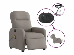 Hot Sillón de relax | Sillón reclinable de masaje eléctrico tela gris taupe SHL2487 Topo