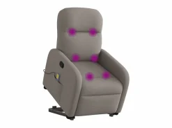 New Sillón de relax | Sillón reclinable de masaje elevable tela gris taupé SHL2493 Topo