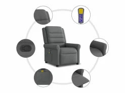 Outlet Sillón de relax | Sillón reclinable de masaje de tela gris oscuro SHL9685 Gris antracita