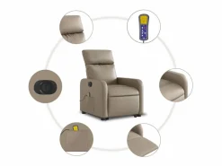 Sillón de relax | Sillón reclinable de masaje eléctrico cuero sintético capuchino SHL8939