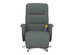 Sillón de relax | Sillón reclinable de masaje con reposapiés tela gris oscuro SHL4573