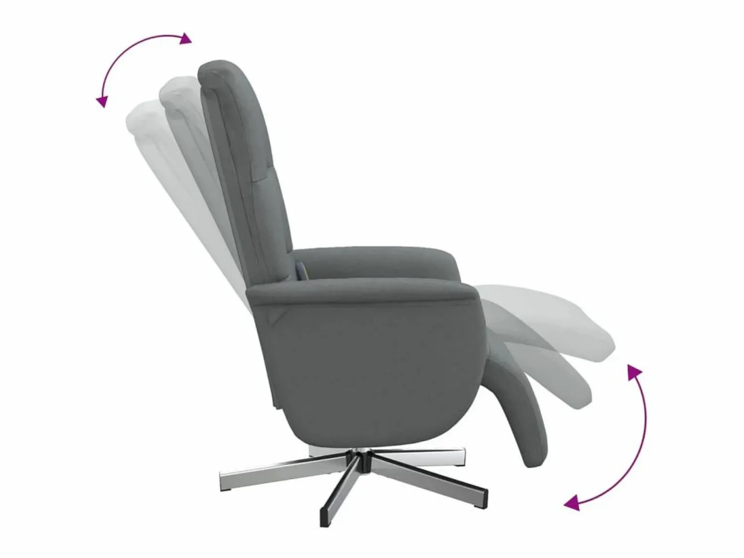 Sillón de relax | Sillón reclinable de masaje con reposapiés tela gris oscuro SHL4573