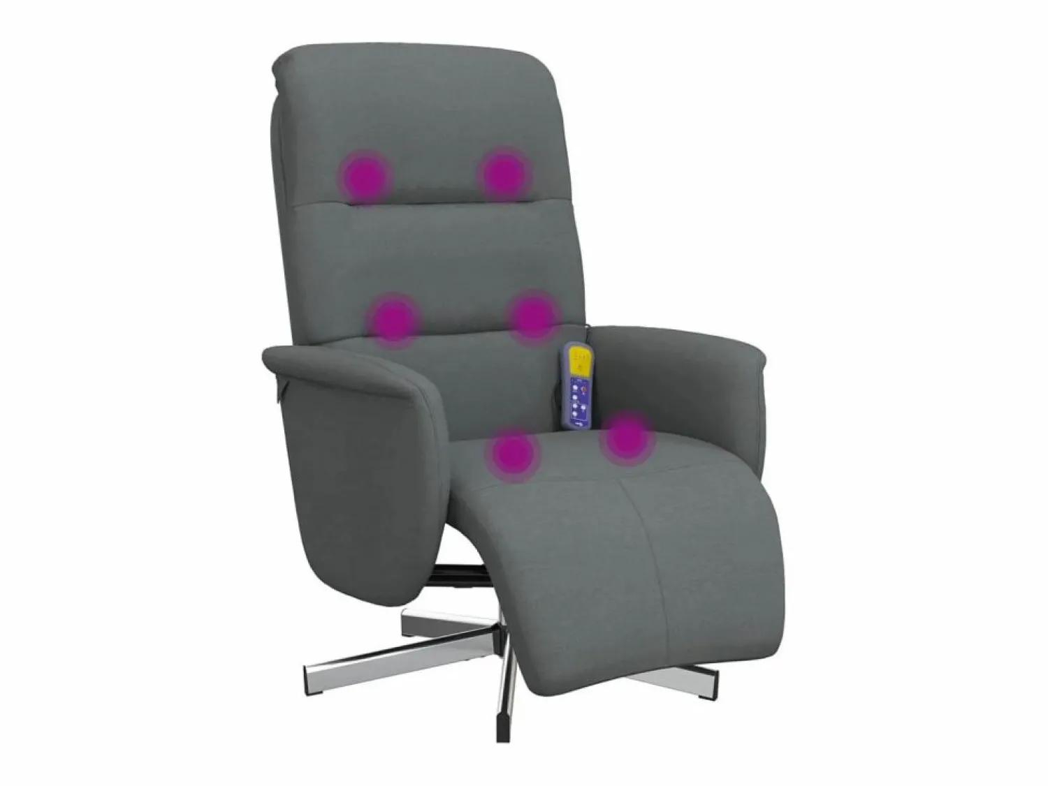 Sillón de relax | Sillón reclinable de masaje con reposapiés tela gris oscuro SHL4573