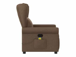Sillón de relax | Sillón reclinable con masaje de tela marrón SHL2524