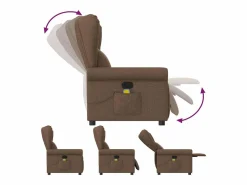 Sillón de relax | Sillón reclinable con masaje de tela marrón SHL2524