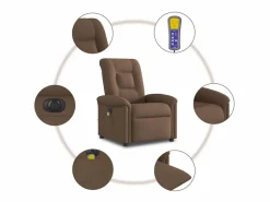 Sillón de relax | Sillón reclinable de masaje eléctrico tela marrón SHL5298