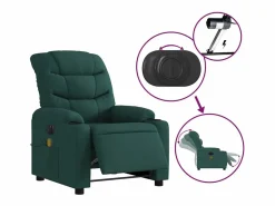 Hot Sillón de relax | Sillón reclinable de masaje eléctrico tela verde oscuro SHL6654 Verde pino