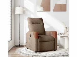 Sillón de relax | Sillón reclinable con masaje de tela marrón SHL6729