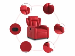 Sillón de relax | Sillón reclinable de cuero sintético SHL2699 Rojo